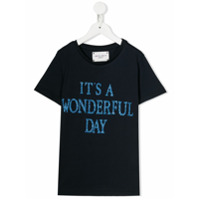 Alberta Ferretti Kids glitter-text T-shirt - Azul
