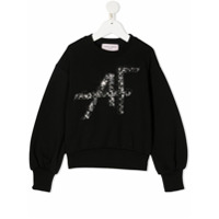 Alberta Ferretti Kids logo print cotton sweatshirt - Preto