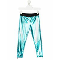 Alberta Ferretti Kids logo waistband metallic track pants - Azul