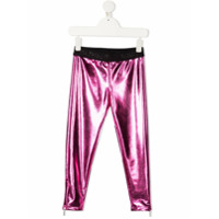 Alberta Ferretti Kids logo waistband metallic track pants - Rosa