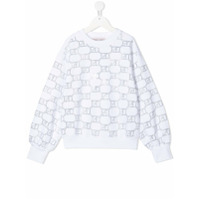 Alberta Ferretti Kids rhinestone-logo cotton sweatshirt - Branco