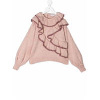 Alberta Ferretti Kids ruffle-trim knit jumper - Rosa
