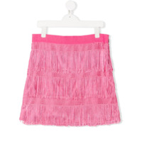 Alberta Ferretti Kids Saia com zíper lateral e franja - Rosa