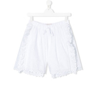 Alberta Ferretti Kids Shorts com bordado e babados - Branco