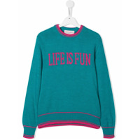 Alberta Ferretti Kids Suéter com padronagem e acabamento contrastante - Azul