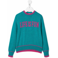 Alberta Ferretti Kids Suéter com padronagem e acabamento contrastante - Azul