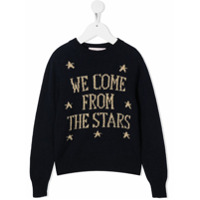 Alberta Ferretti Kids Suéter com padronagem gráfica e acabamento canelado - Azul