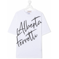 Alberta Ferretti Kids TEEN logo-print cotton T-shirt - Branco