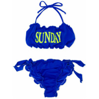 Alberta Ferretti Kids TEEN Sunday print bikini - Azul