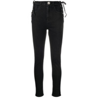 Alessandra Rich Calça jeans skinny com amarração - Preto