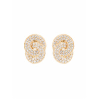 Alessandra Rich crystal knot clip-on earrings - Dourado