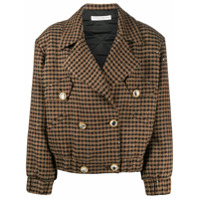 Alessandra Rich Jaqueta bomber com padronagem pied-de-poule e paetês - Marrom