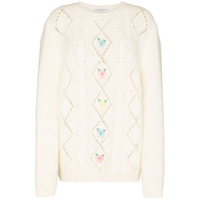 Alessandra Rich Suéter de tricô com bordado de flores - Branco