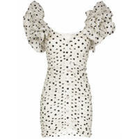 Alessandra Rich Vestido mini de seda com poás e mangas bufantes - Branco
