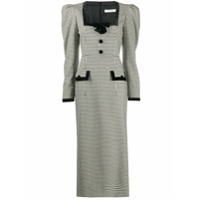 Alessandra Rich Vestido xadrez decote quadrado - Preto