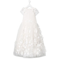 Aletta Vestido com tule e bordado floral - Branco