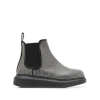 Alexander McQueen Ankle boot de couro com tachas e solado chunky - Preto