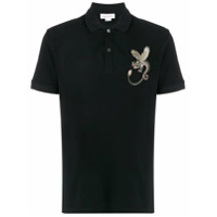 Alexander McQueen Camisa polo com patch de dragão - Preto