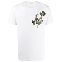 Alexander McQueen Camiseta com bordado de flor e caveira - Branco