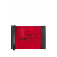 Alexander McQueen Clutch color block com logo gravado - Preto