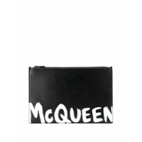 Alexander McQueen Clutch com estampa de logo contrastante - Preto
