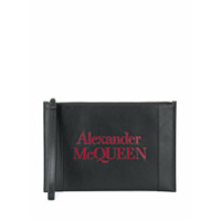 Alexander McQueen Clutch com estampa de logo e zíper - Preto