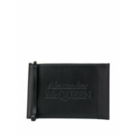 Alexander McQueen Clutch com zíper e logo gravado - Preto