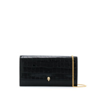 Alexander McQueen Clutch de couro com efeito enrugado - Preto