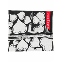 Alexander McQueen Echarpe com estampa de coração - Preto