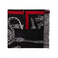 Alexander McQueen Echarpe com estampa de esqueleto - Preto