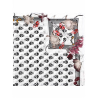 Alexander McQueen Echarpe com estampa floral e caveira - Branco