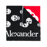 Alexander McQueen Echarpe de jacquard com logo e patchwork - Branco