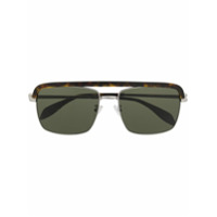 Alexander McQueen Eyewear Óculos de sol quadrado com efeito tartaruga - Metálico