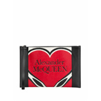 Alexander McQueen heart motif clutch bag - Preto
