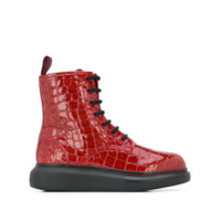 Alexander McQueen Hybrid lace-up boots - Vermelho