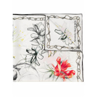 Alexander McQueen Lenço de seda com estampa floral - Branco