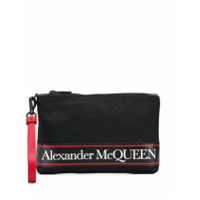 Alexander McQueen logo stripe zipped clutch - Preto