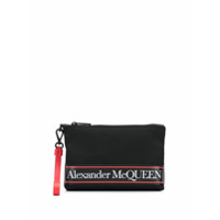 Alexander McQueen logo stripe zipped clutch - Preto