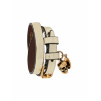 Alexander McQueen metallic Skull charm wrap bracelet - Dourado
