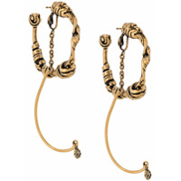 Alexander McQueen Par de brincos com efeito de bambú - Dourado
