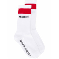 Alexander McQueen Par de meias caneladas com logo - Branco