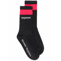 Alexander McQueen Par de meias caneladas com logo - Preto