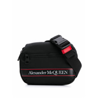 Alexander McQueen Pochete com listras e logo - Preto
