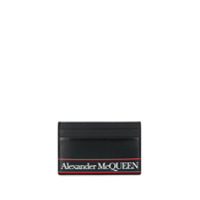 Alexander McQueen Porta-cartões com logo e listras - Preto