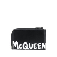 Alexander McQueen Porta-cartões e moedas com estampa de logo - Preto