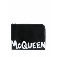 Alexander McQueen Porta-documentos com estampa de logo - Preto