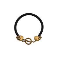 Alexander McQueen Skull leather bracelet - Preto