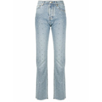 Alexandre Vauthier Calça jeans slim cintura alta com aplicações - Azul