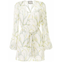 Alexis Vestido com aplicação de folhas - Branco