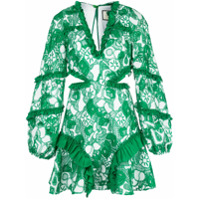 Alexis Vestido Imetta com bordado e babados - Verde